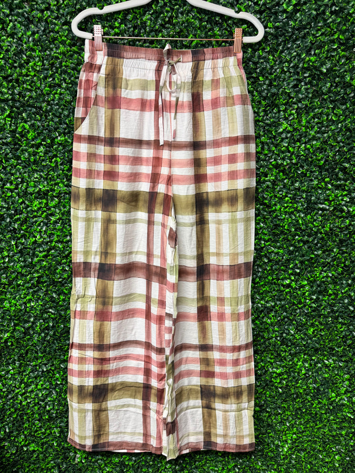 Entro Plaid Wide Leg Pants