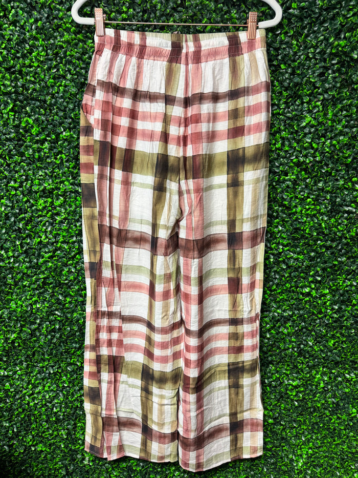 Entro Plaid Wide Leg Pants