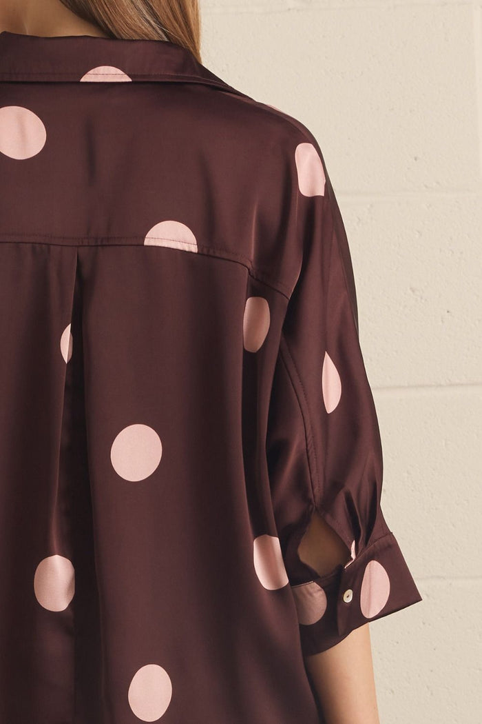 Entro Polka Dot Button Front Blouse