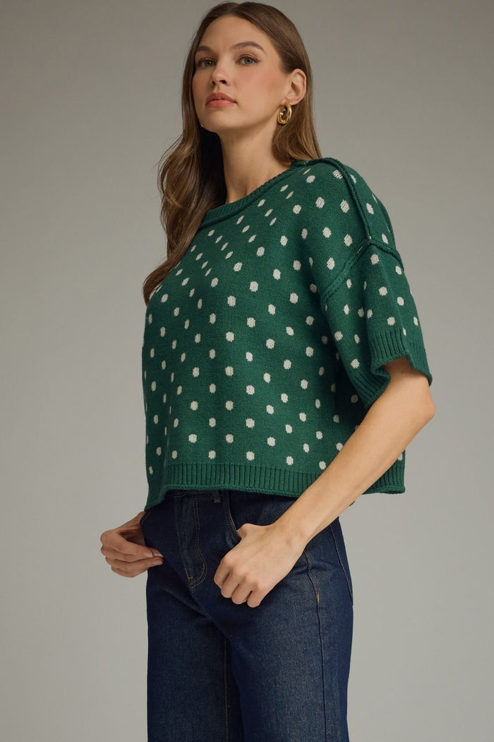 Entro Polka Dot Sweater Top