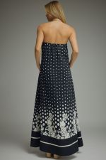 Entro Strapless Polka Dot Floral Border Maxi