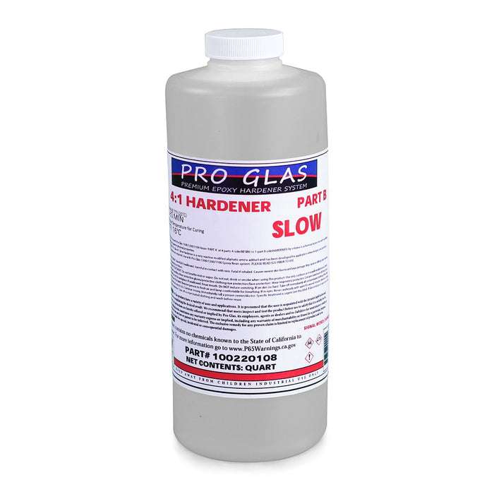 Bottle of slow speed Part B 4:1 epoxy resin. Part of a two part epoxy resin system.