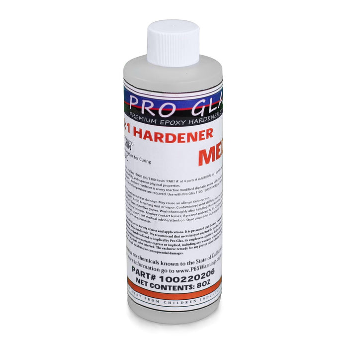 8 ounce bottle of 4:1 epoxy resin medium speed hardener to be used with a quart of epoxy resin Part A.