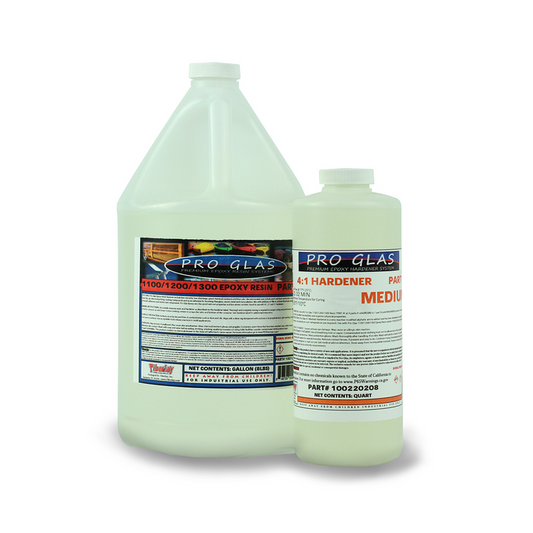 1.25 gallon kit of 4:1 epoxy resin. Gallon of Part A epoxy with quart of medium speed hardener. Clear.