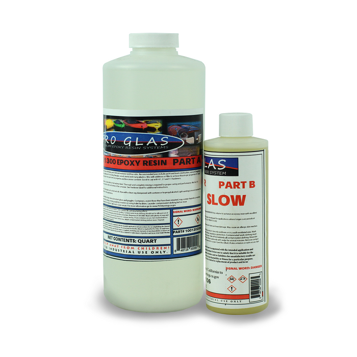 1.25 quart kit of 4:1 epoxy resin kit. Quart of clear epoxy Part A with Part B slow hardener.