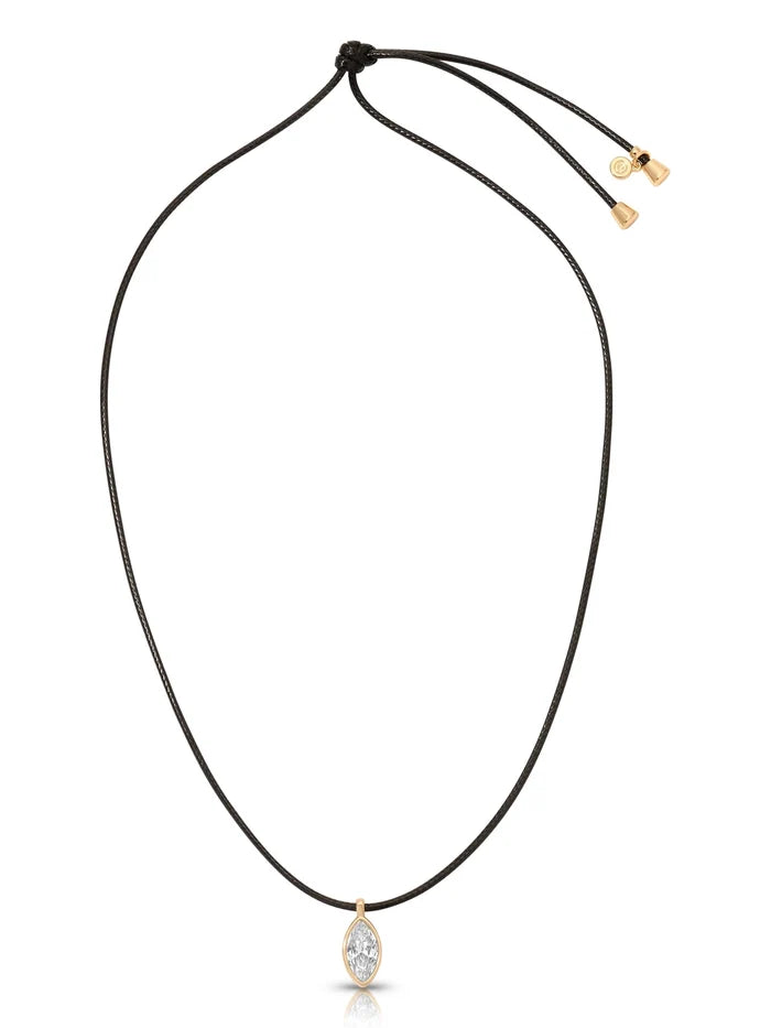 Ettika Marquise Crystal Pendant Cord Necklace – 18K Gold Plated Statement Jewelry