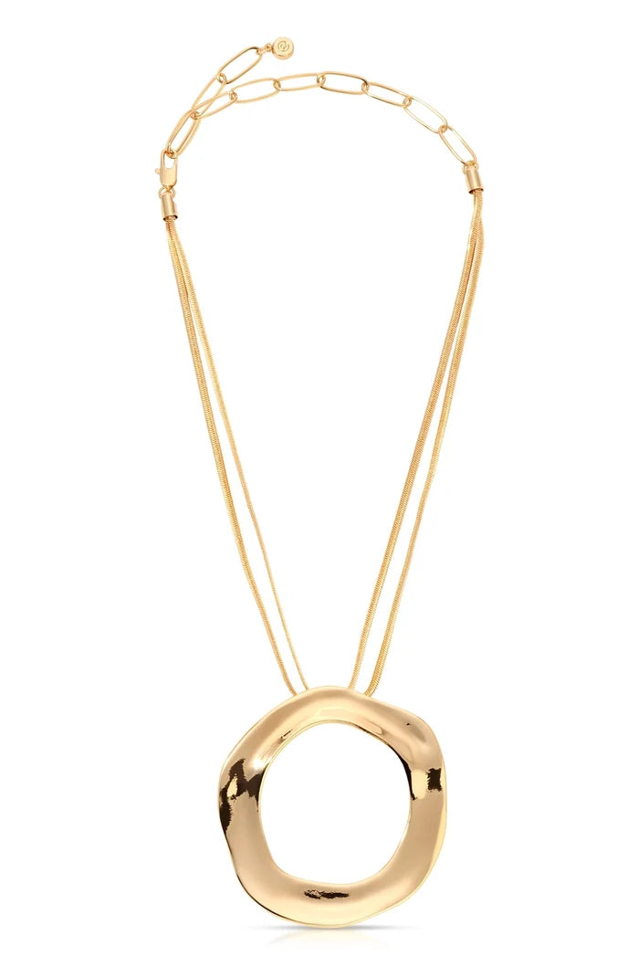 Ettika Open Circle Statement Necklace – 18K Gold Plated Modern Pendant