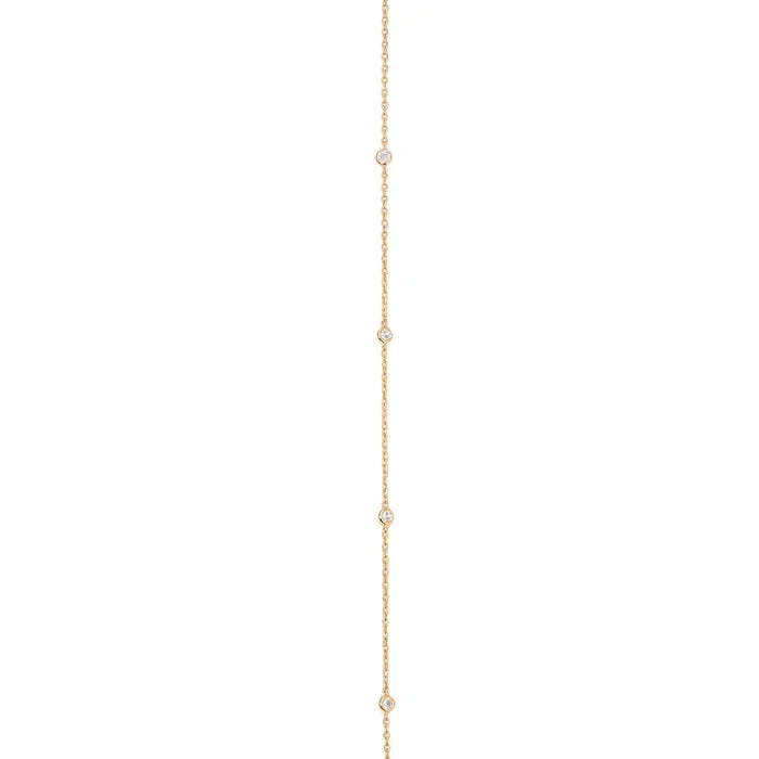 Ettika Santorini Shell Lariat Necklace – 18K Gold Plated CZ Drop Necklace