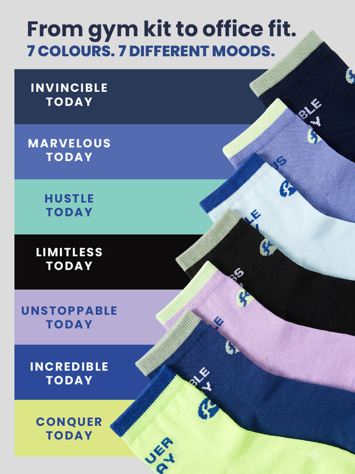 Everyday Expression Ankle Socks – Pack of 7 Pairs (4 Terry + 3 Non-Terry)