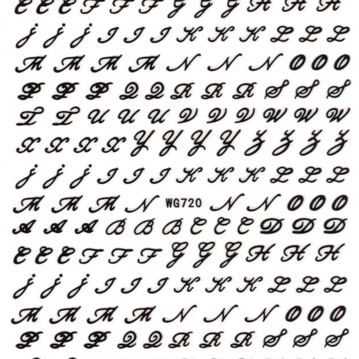 Fancy Cursive Letters Nail Art Stickers - Bio Seaweed Gel USA