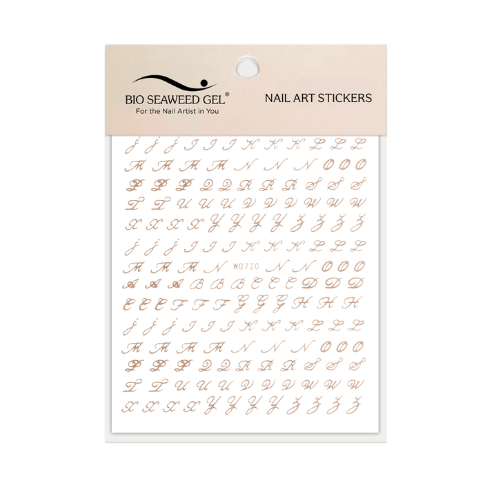 Fancy Cursive Letters Nail Art Stickers - Bio Seaweed Gel USA