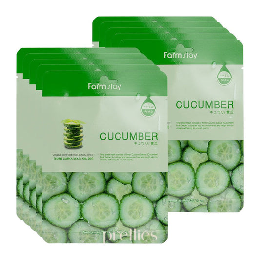 Farmstay Visible Difference Cucumber Mask Sheet (1 Sheet x 10pcs) (032108) - Pretties.com.hk
