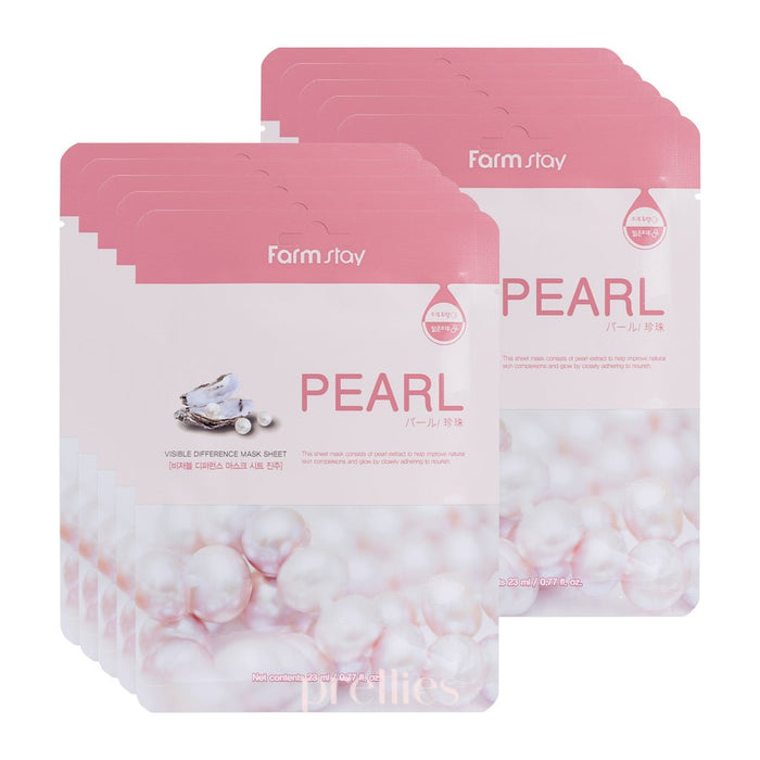 Farmstay Visible Difference Pearl Mask Sheet (1 Sheet x 10pcs) (032078) - Pretties.com.hk