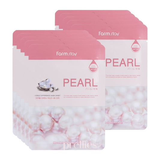 Farmstay Visible Difference Pearl Mask Sheet (1 Sheet x 10pcs) (032078) - Pretties.com.hk