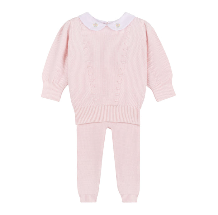 Feltman Girls Detailed Collar Knit Set-Pink
