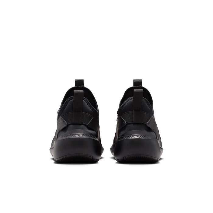 Youth black sneakers with cushioned heel and hook-and-loop strap detail