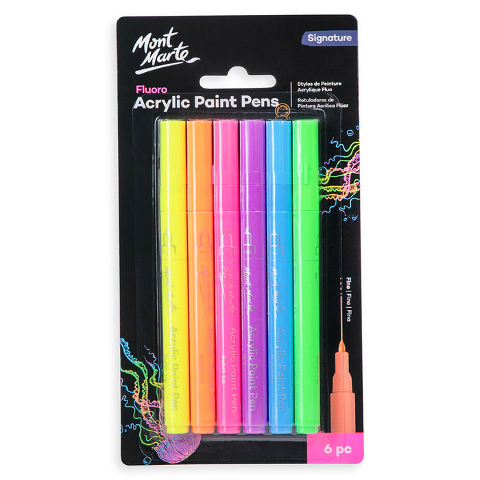 Fluoro Acrylic Paint Pens Fine Tip Signature 6pc