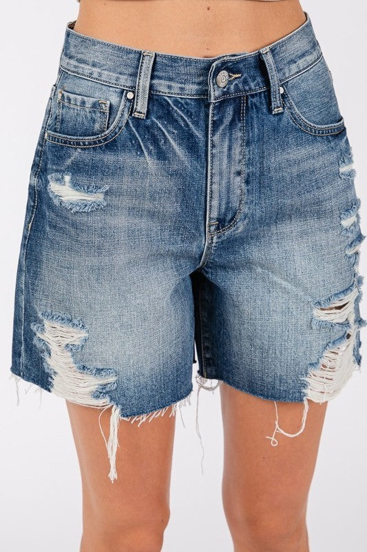 Frayed Hem Denim Shorts