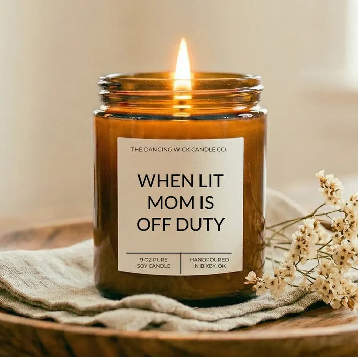 Funny Mother’s Day Candle | “Mom Off Duty” Gift Candle – Bora Bora Scent | Mini 4 oz Soy Candle