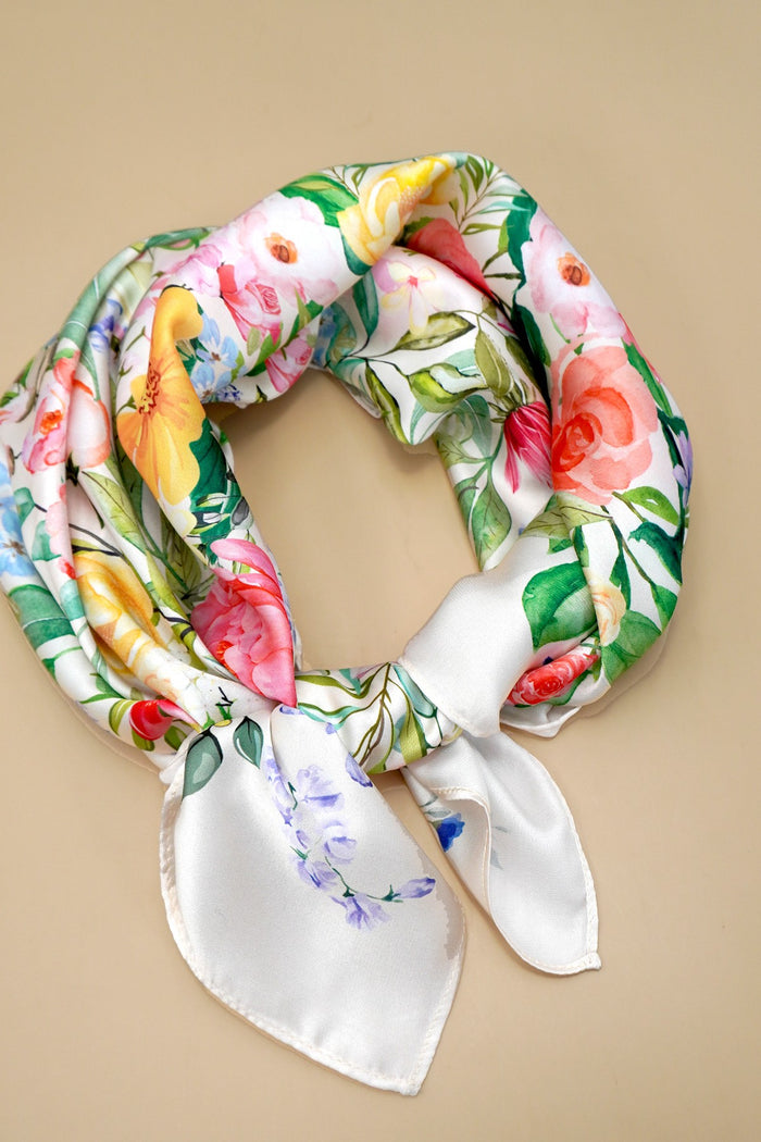 Garden Bloom Silky Bandana Scarf