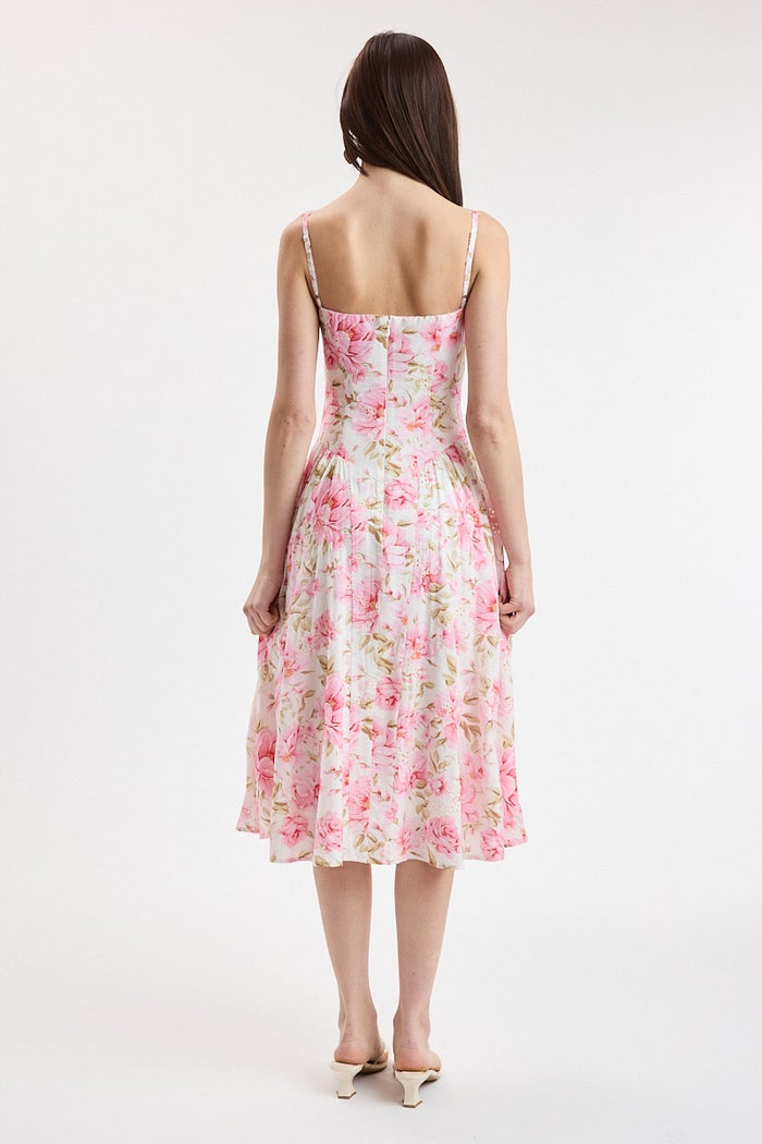 Garden Party Midi Dress - Pink Eyelet