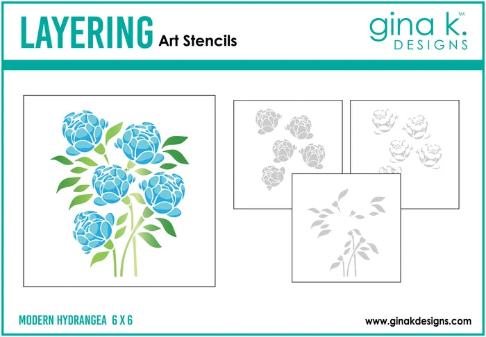 Gina K Designs - Layering Stencil - Modern Hydrangea. Available at Embellish Away located in Bowmanville Ontario Canada.
