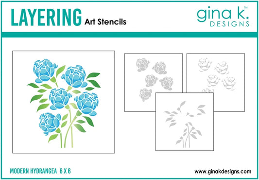 Gina K Designs - Layering Stencil - Modern Hydrangea. Available at Embellish Away located in Bowmanville Ontario Canada.