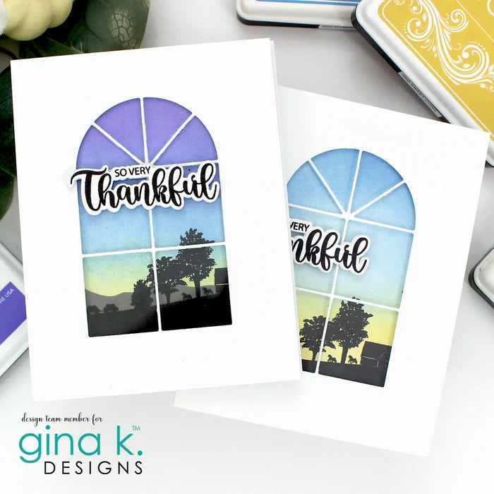 Gina K. Designs - Stamp - Harvest Silhouettes. Harvest Silhouettes is a stamp set by Gina K Designs. This set is made of premium clear photopolymer and measures 6" X 8".&nbsp; Made in the USA. Available at Embellish Away located in Bowmanville Ontario Canada. Example by design team member for Gina K. Designs.