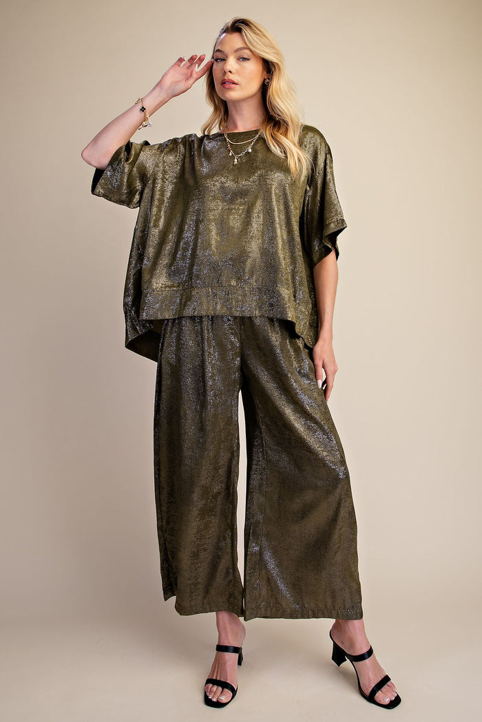 Glam Olive Shimmery Pant Set