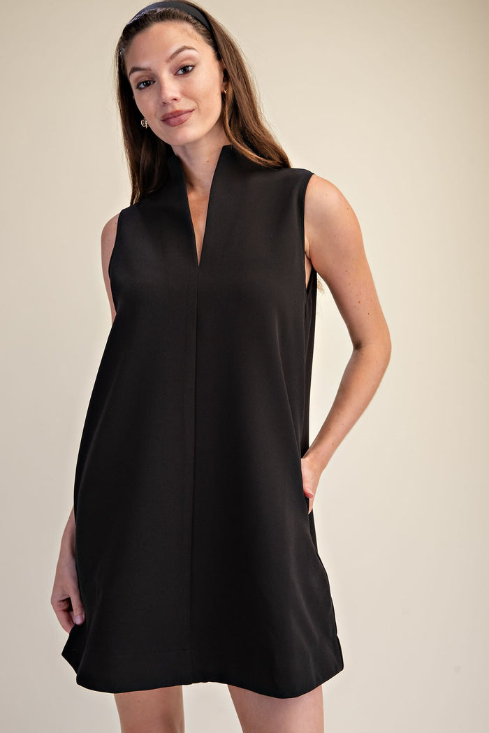 Glam Stand Collar Sleeveless Mini Dress