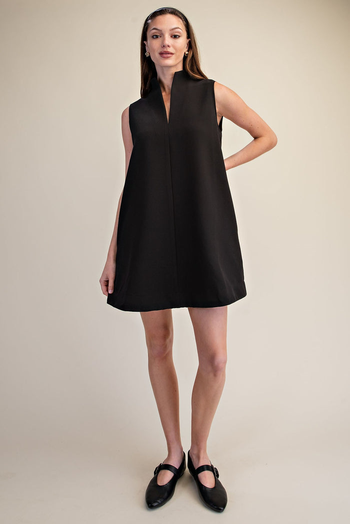 Glam Stand Collar Sleeveless Mini Dress