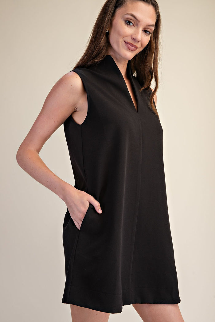 Glam Stand Collar Sleeveless Mini Dress