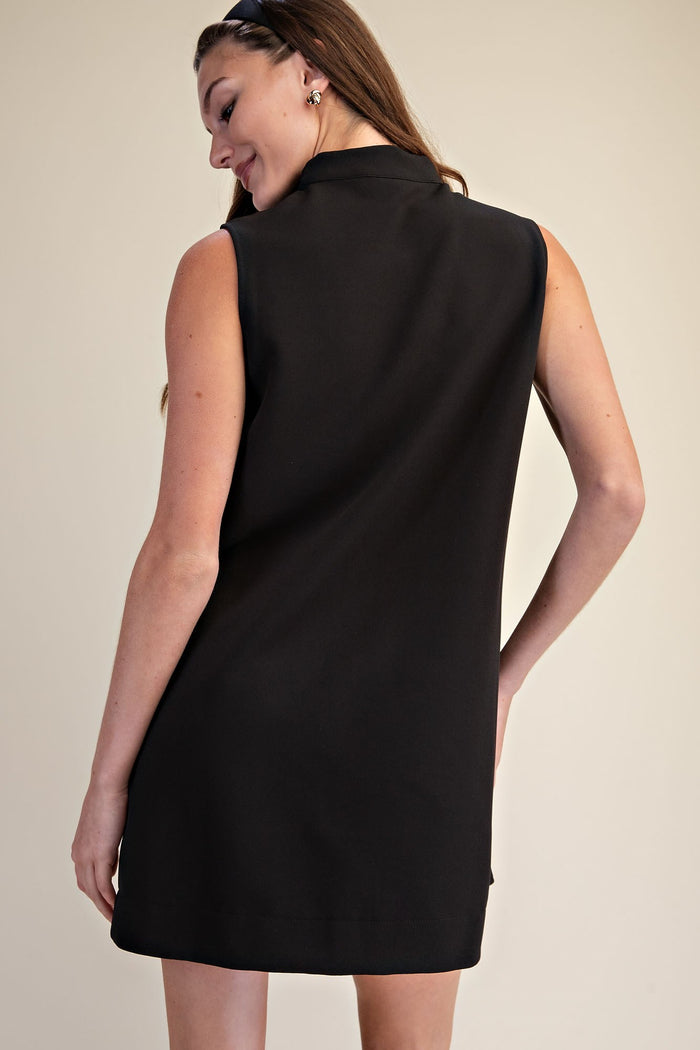 Glam Stand Collar Sleeveless Mini Dress