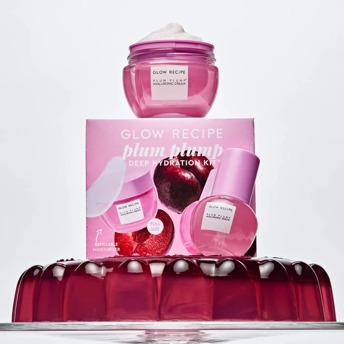 Glow Recipe Plum Plump Deep Hydration skincare gift set with nourishing products in colorful packaging, new in box.