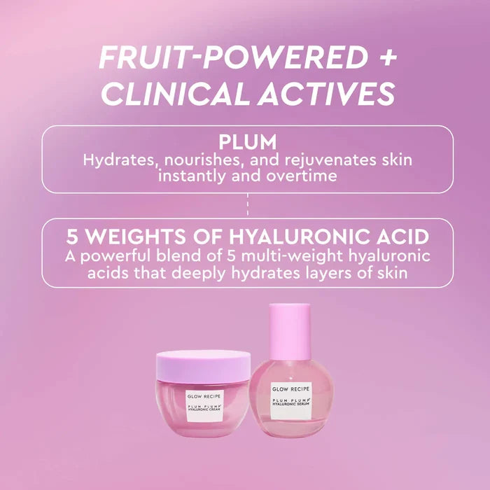 Glow Recipe Plum Plump Deep Hydration skincare gift set featuring assorted beauty products in sleek packaging.
