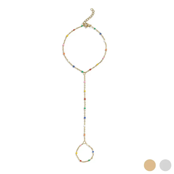 Golden Prism Multi Color Hand Chain – 18K Gold Plated, Water & Tarnish Resistant