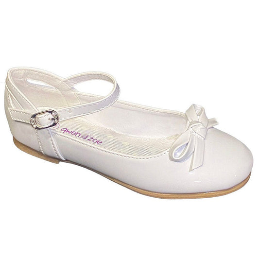 Gwen & Zoe Ankle Strap Shoe w/ Bow Detail-White