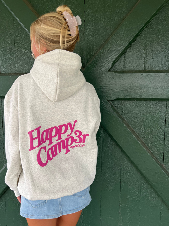 Happy Camp3r PUFF Core  Hoodie – Oatmeal Heather Gray