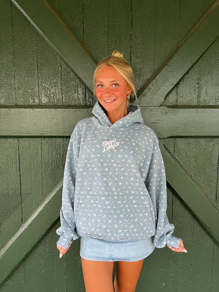 Happy Camp3r Teal Peony Hoodie