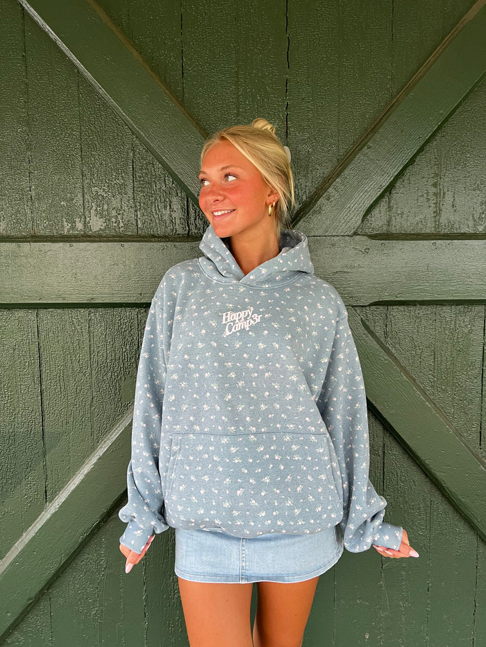 Happy Camp3r Teal Peony Hoodie