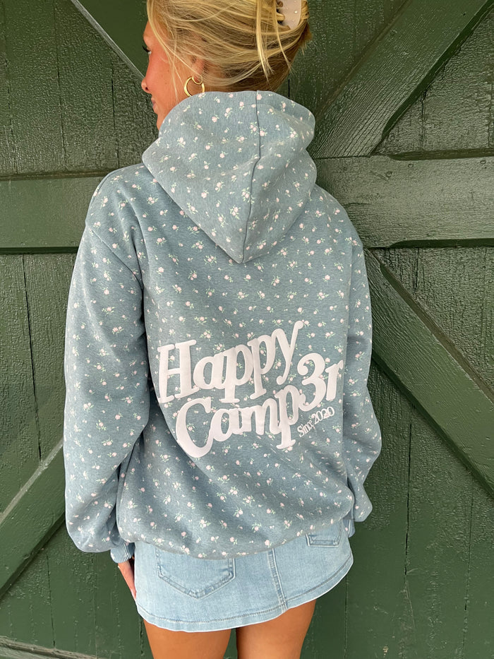 Happy Camp3r Teal Peony Hoodie