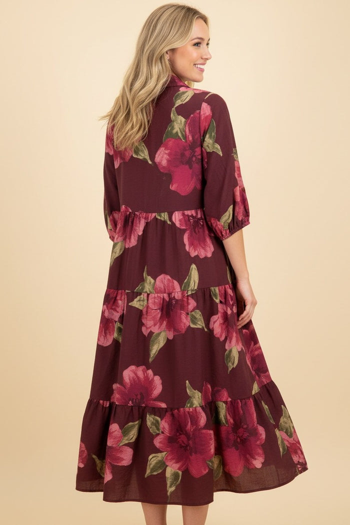 Heimish Botanical Puff Sleeve Midi