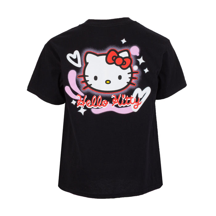 Youth black Hello Kitty airbrush T-shirt with large back Hello Kitty graphic