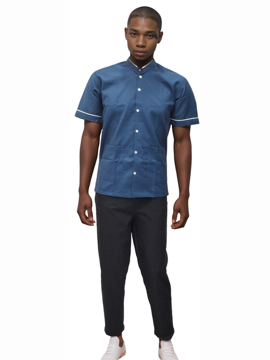 Helping Staff Shirt - Air Force Blue with White Piping by HICKORY - J R GARMENTS