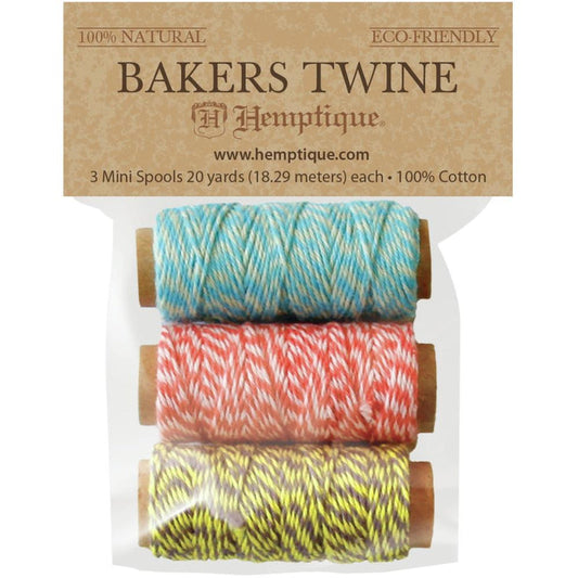 Hemptique - Cotton Baker's Twine Mini Spools 2-Ply - 3/Pkg - Hula Hoop. This 3 Pack Bakers Twine is great for scrapbooking, packaging baked goods, making banners and tassels, embellishing gifts and handmade cards, making party favors and more! Available at Embellish Away located in Bowmanville Ontario Canada.