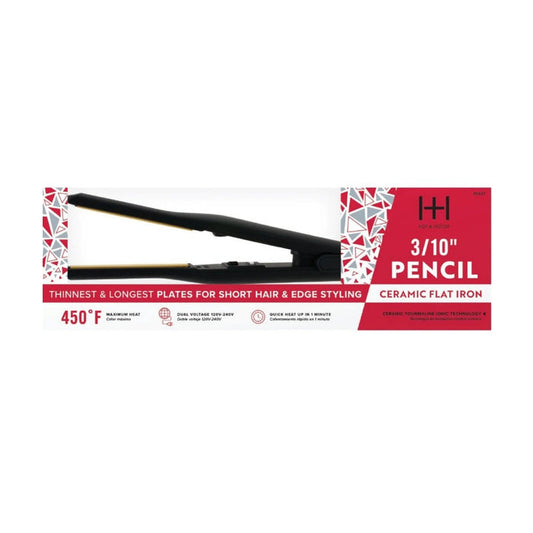 ANNIE 3 10 inch pencil ceramic flat iron for edges black slim plates on retail packaging