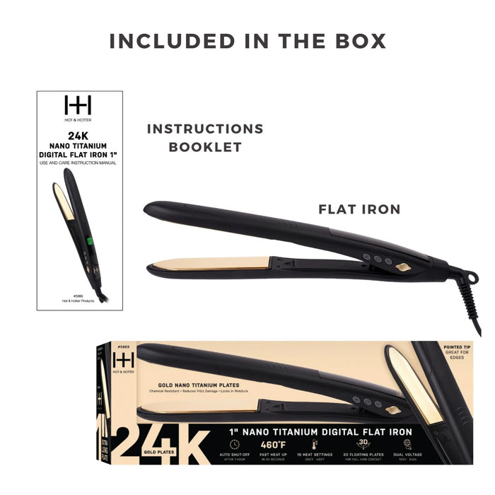 H&H Digital Nano Titanium Flat Iron 1” [Black] #5869