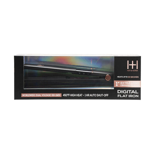 H&H Extra Long Ceramic Plate Digital Flat Iron 1” [Black] #5897