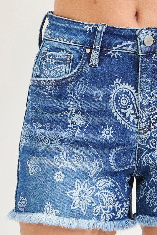 High Rise Paisley Shorts