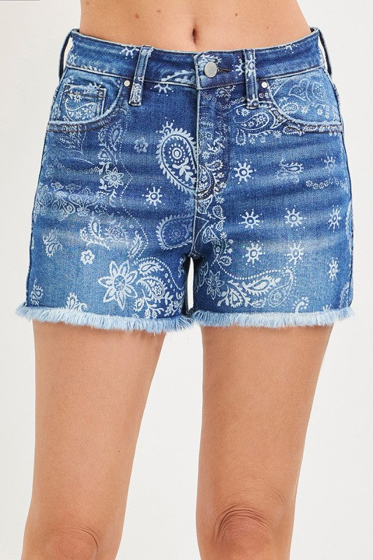 High Rise Paisley Shorts